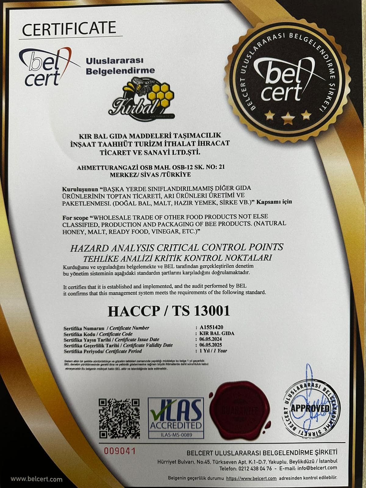 Honigmond Gourmet HCCP Zertifizierung für Produzenten aus Anatolien (Türkei)